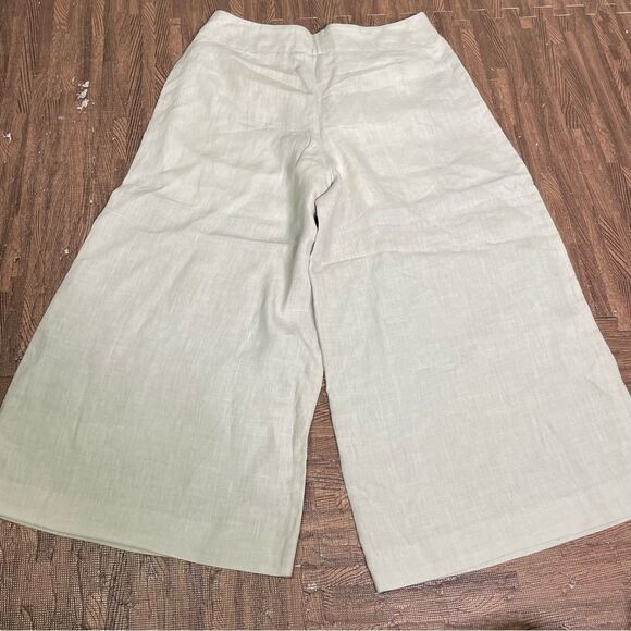 EUN HWA Paris Tan Linen Wide Leg‎ Culottes Cropped Capri Pants Lagenlook 46 - Picture 5 of 5